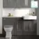 Monaco Graphite Grey Combination Vanity Basin with Marble Top 1500mm (Excludes Pan & Cistern) - Brass Knurled Handles