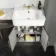 Monaco Graphite Grey Combination Vanity Basin with Marble Top 1500mm (Excludes Pan & Cistern) - Brass Knurled Handles