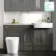 Monaco Graphite Grey Combination Vanity Basin with Marble Top and Boston Toilet 1500mm - Brass Knurled Handles