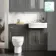Monaco Graphite Grey Combination Vanity Traditional Basin and Seattle Toilet 1200mm - Brass Knurled Handles