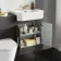 Monaco Graphite Grey Combination Vanity Traditional Basin and Boston Toilet 1200mm - Brass Knurled Handles
