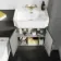 Monaco Graphite Grey Combination Vanity Traditional Basin and Boston Toilet 1200mm - Brass Knurled Handles