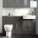 Monaco Graphite Grey Combination Vanity Traditional Basin and Seattle Toilet 1500mm - Brass Knurled Handles
