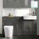 Monaco Graphite Grey Combination Vanity Traditional Basin and Boston Toilet 1500mm - Brass Knurled Handles