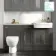 Monaco Graphite Grey Combination Vanity Traditional Basin with Marble Top and Seattle Toilet 1500mm - Brass Knurled Handles