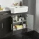 Monaco Graphite Grey Combination Vanity Traditional Basin with Marble Top and Seattle Toilet 1500mm - Brass Knurled Handles