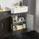 Monaco Graphite Grey Combination Vanity Traditional Basin with Marble Top and Boston Toilet 1500mm - Brass Knurled Handles