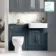 Monaco Inky Blue Combination Vanity Basin and Seattle Toilet 1200mm - Brass Knurled Handles