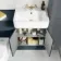 Monaco Inky Blue Combination Vanity Basin and Boston Toilet 1200mm - Brass Knurled Handles