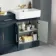 Monaco Inky Blue Combination Vanity Basin and Hudson Toilet with Wooden Seat 1500mm - Brass Knurled Handles