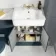 Monaco Inky Blue Combination Vanity Basin with Marble Top & Hudson Toilet with Wooden Seat 1200mm - Brass Knurled Handles