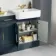 Monaco Inky Blue Combination Vanity Basin with Marble Top and Boston Toilet 1500mm - Brass Knurled Handles