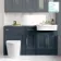 Monaco Inky Blue Combination Vanity Traditional Basin and Boston Toilet 1500mm - Brass Knurled Handles