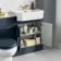 Monaco Inky Blue Combination Vanity Traditional Basin with Marble Top & Hudson Toilet with Wooden Seat 1200mm - Brass Knurled Handles