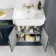 Monaco Inky Blue Combination Vanity Traditional Basin with Marble Top & Hudson Toilet with Wooden Seat 1500mm - Brass Knurled Handles