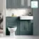 Monaco Midnight Green Combination Vanity Basin and Hudson Toilet with Wooden Seat 1200mm - Brass Knurled Handles