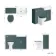 Monaco Midnight Green Combination Vanity Basin and Hudson Toilet with Wooden Seat 1200mm - Brass Knurled Handles