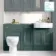 Monaco Midnight Green Combination Vanity Basin and Seattle Toilet 1500mm - Brass Knurled Handles