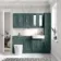 Monaco Midnight Green Combination Vanity Basin and Boston Toilet 1500mm - Brass Knurled Handles