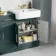 Monaco Midnight Green Combination Vanity Basin and Hudson Toilet with Wooden Seat 1500mm - Brass Knurled Handles