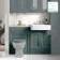 Monaco Midnight Green Combination Vanity Basin with Marble Top 1200mm (Excludes Pan & Cistern) - Brass Knurled Handles