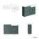 Monaco Midnight Green Combination Vanity Basin with Marble Top 1200mm (Excludes Pan & Cistern) - Brass Knurled Handles