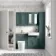 Monaco Midnight Green Combination Vanity Basin with Marble Top & Boston Toilet 1200mm - Brass Knurled Handles