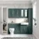 Monaco Midnight Green Combination Vanity Basin with Marble Top and Seattle Toilet 1500mm - Brass Knurled Handles