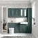 Monaco Midnight Green Combination Vanity Basin with Marble Top and Boston Toilet 1500mm - Brass Knurled Handles