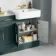 Monaco Midnight Green Combination Vanity Basin with Marble Top and Hudson Toilet with Wooden Seat 1500mm - Brass Knurled Handles