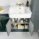 Monaco Midnight Green Combination Vanity Basin with Marble Top and Hudson Toilet with Wooden Seat 1500mm - Brass Knurled Handles