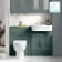 Monaco Midnight Green Combination Vanity Traditional Basin and Seattle Toilet 1200mm - Brass Knurled Handles