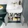 Monaco Midnight Green Combination Vanity Traditional Basin and Hudson Toilet with Wooden Seat 1200mm - Brass Knurled Handles