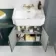 Monaco Midnight Green Combination Vanity Traditional Basin and Seattle Toilet 1500mm - Brass Knurled Handles