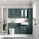 Monaco Midnight Green Combination Vanity Traditional Basin and Boston Toilet 1500mm - Brass Knurled Handles