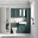 Monaco Midnight Green Combination Vanity Traditional Basin with Marble Top & Atlanta Toilet 1200mm - Brass Knurled Handles
