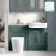 Monaco Midnight Green Combination Vanity Traditional Basin with Marble Top & Boston Toilet 1200mm - Brass Knurled Handles