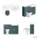 Monaco Midnight Green Combination Vanity Traditional Basin with Marble Top & Hudson Toilet with Wooden Seat 1200mm - Brass Knurled Handles
