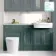 Monaco Midnight Green Combination Vanity Traditional Basin with Marble Top and Boston Toilet 1500mm - Brass Knurled Handles