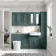 Monaco Midnight Green Combination Vanity Traditional Basin with Marble Top and Boston Toilet 1500mm - Brass Knurled Handles