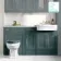 Monaco Midnight Green Combination Vanity Traditional Basin with Marble Top & Hudson Toilet with Wooden Seat 1500mm - Brass Knurled Handles