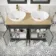 Lucia Graphite Grey Double Vanity with Oak Effect Top & Oval Counter Top Basin 1200mm - Brass Knurled Handles