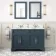 Lucia Inky Blue Double Vanity with Marble Top & Undermount Basins 1200mm - Brass Knurled Handles