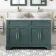 Lucia Midnight Green Double Vanity with Marble Top & Oval Counter Top Basin 1200mm - Brass Knurled Handles