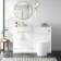 Harper Gloss White Combination Vanity Basin and Boston Toilet 1200mm - Brushed Brass Accents - Left Handed