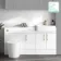 Harper Gloss White Combination Vanity Basin with Marble Top & Boston Toilet 1500mm - Brushed Brass Accents