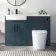 Harper Navy Blue Combination Vanity Basin and Boston Toilet 1200mm - Black Accents - Left Handed