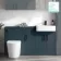 Harper Navy Blue Combination Vanity Basin and Boston Toilet 1500mm - Black Accents