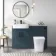 Harper Navy Blue Combination Vanity Basin with Marble Top & Houston Toilet 1200mm - Black Accents