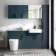 Harper Navy Blue Combination Vanity Basin with Marble Top & Boston Toilet 1500mm - Black Accents